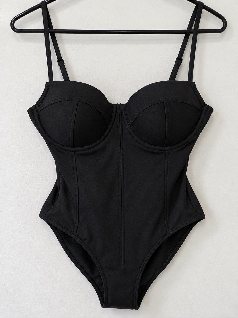 Fashion Nova Black Structured Bustier Bodysuit with Adjustable Straps